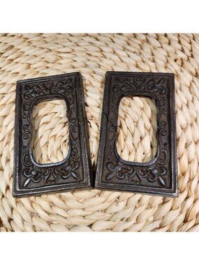 Antique-Style Cast Iron Decorative Keyhole Covers Rectangular 5" X 2.5" Set Of 2